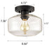 Industrial Semi Flush Ceiling Light Glass Drum Shade, Black